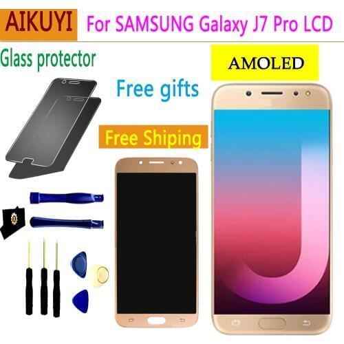 AMOLED LCDs For Samsung Galaxy J7 Pro 2017 LCD J730 J730F Replacement Parts Display Touch Screen Digitizer Assembly