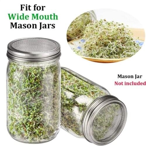 1Pc Silver Seed Sprouting Screen Lids Filters Sprouting Lids Strainer Lid Filter For Wide Mouth Ball Canning Mason Jars 70/86 Mm