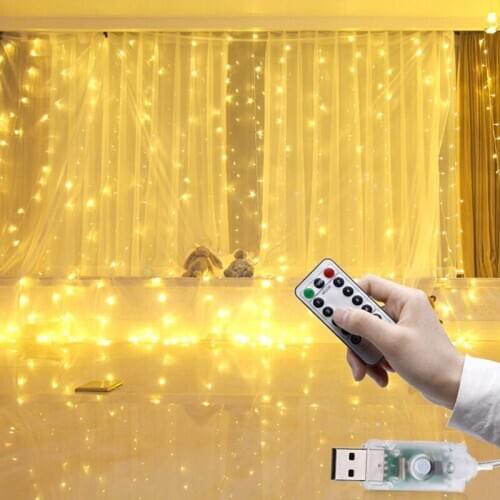3m LED fairy lights garland curtain lamp Remote control USB string lights New Year Christmas decorations for home bedroom window