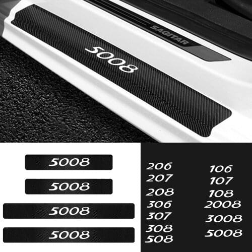 4pcs For Peugeot 206 207 307 3008 auto door Anti-Scratch Protection Kicked Strip Sticker Car Carbon Fiber Threshold sticker
