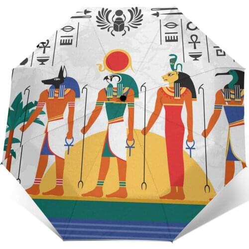 Automatic Umbrella Colorful Egypt three-fold umbrella women men rain umbrella