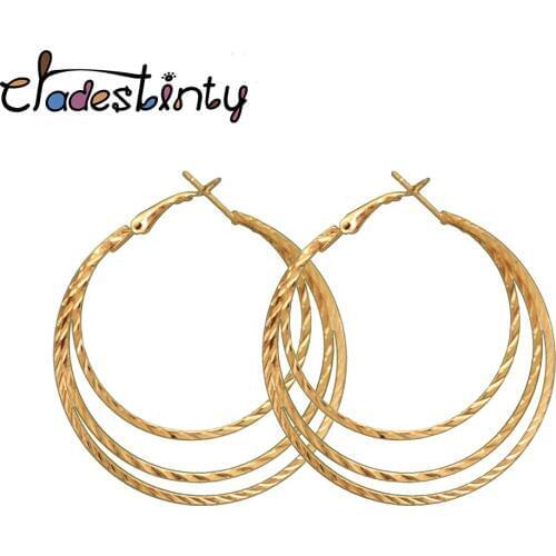 Chadestinty Gold Silver Color Earring Multilayer Big Round Circle Hoop Earrings For Women Statement Earings Europe Punk Jewelry