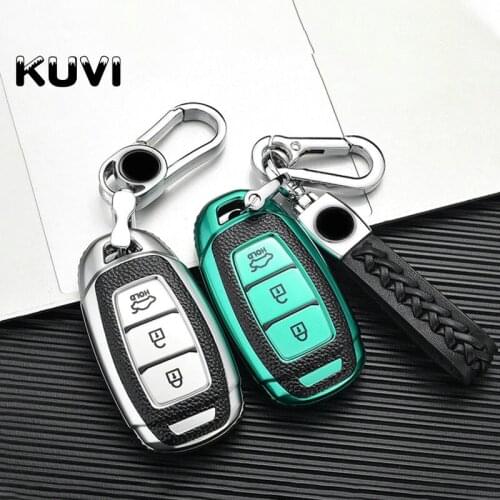 PU Leather Car Remote Key Cover Case For Hyundai i30 ix35 Solaris KONA Encino Azera Grandeur Accent Ig Fe TM Palisade Protect