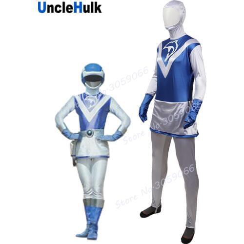 Choujuu Sentai Liveman Blue Dolphin Satin Fabric Cosplay Costume - with gloves | UncleHulk