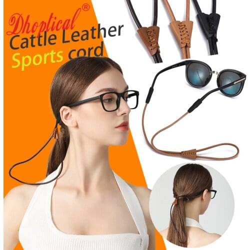 Cattle Leather Eyeglasses Sports Cord eyewear holder Avoid Glasses Slip By Dhoptical