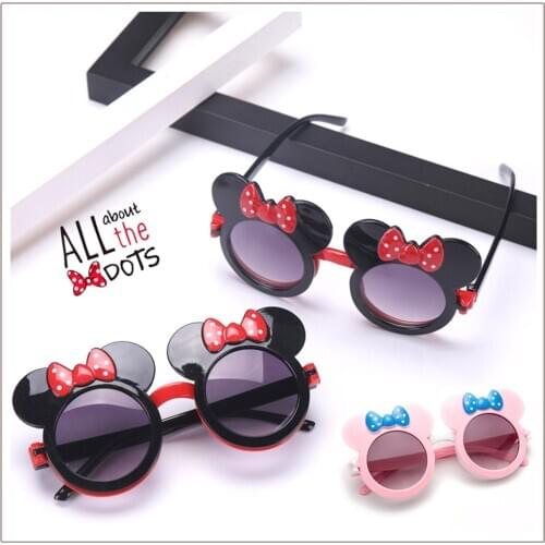 Baby Sun Glasses Cartoon Mickey Minne Clamshell Ultraviolet-proof Glasses Shading Mirror For Baby Toy Photo Prop Doll Accessorie