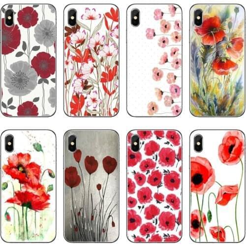 For Xiaomi Redmi 9T 9C 9A 7 7A K20 6 6A S2 Redmi Note 9S 9T 9 8 8T 7 6 5A Pro Red Poppies flowers Silicone Phone Case