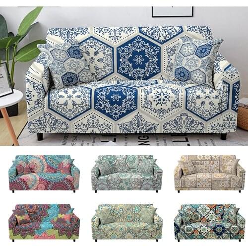 Mandala Printed Corner Sofa Covers for Living Room funda sofa Elastic Spandex Couch Cover Stretch Slipcovers L Shape Sofa Cover