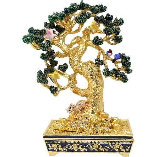Feng Shui Wealth Tree with Mongoose and 6 Birds Home Decoration W4154