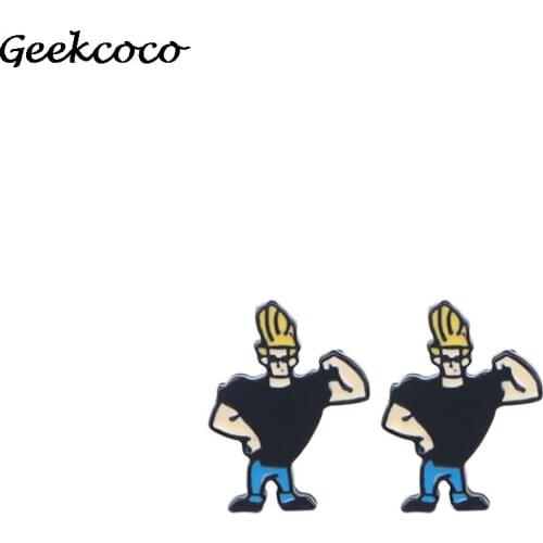 J1639 Cartoon Strong Man Cute Pierce Ear Stud kids Earrings For Womens Enamel Earrings Jewelry Gifts Girls