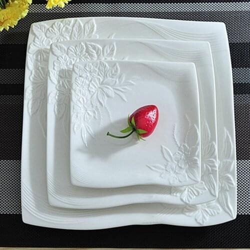 Ceramics Flat Dinner Plate Set Decorative Porcelain Serving Dish Dinnerware for Beef Steak Salad 3pcs 1ot