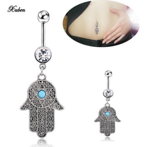 New Desgin Palm Belly Button Ring Surgical Steel Vintage Style Navel Piercing Ring Sex Body Jewelry