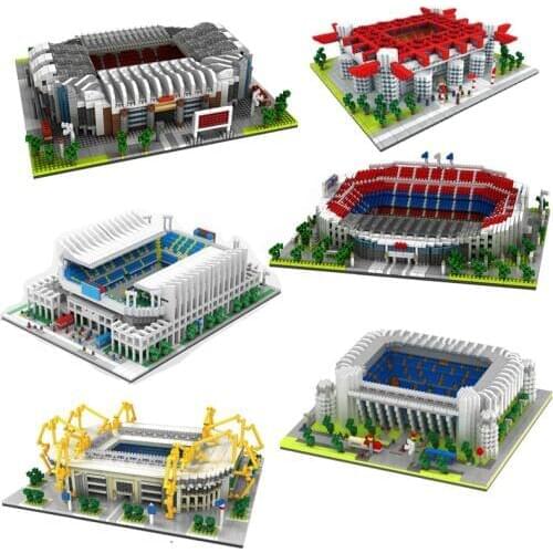 Diamond Camp Nou Old Trafford Football Field Model Building Blocks Challenge architecture Kids DIY Toys Educational bricks 9912