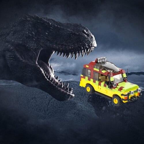 MOC Build Block Maker Movie Fan Dinosaur Park Tour Bus Creative Assembly Model Childrens Toy DIY Build Bricks Birthday Gift
