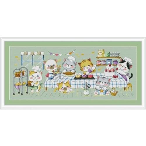 Cat Bakery patterns counted 11CT 14CT DIY Cross Stitch Sets Chinese Cross-stitch Kits Embroidery Needlework