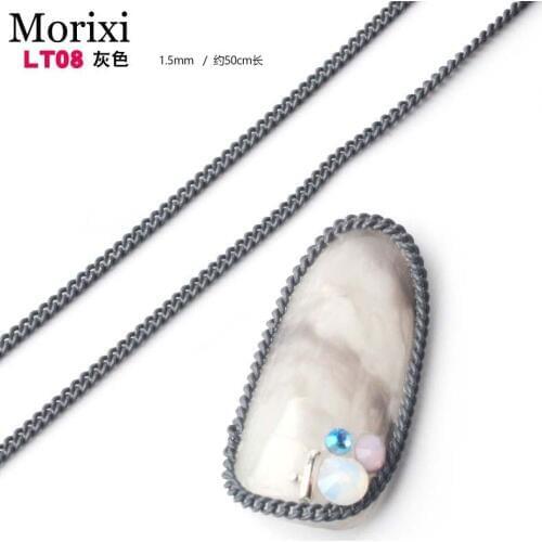 Nail art metal chain 1.5mm thin DIY 3D nail decoration 50cm length 12 colors blue pink nail jewelry MZ063