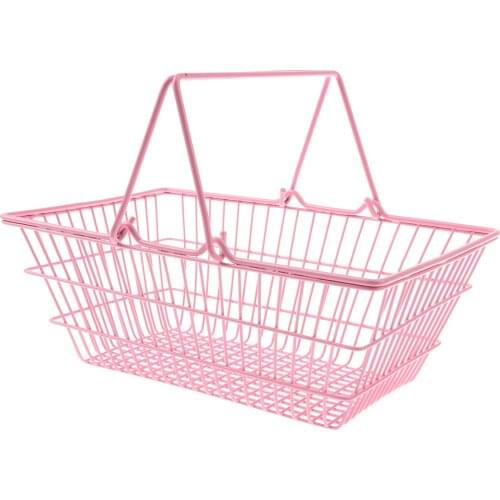 Mini Supermarket Shopping Hand Basket Kids Role Play Pretend Game Toy Pink M