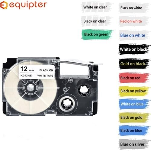 Multicolor Compatible Casio black on white 9mm label tape XR-12WE XR12WE for Casio Printers ribbon cartidge kl-60l kl-120l