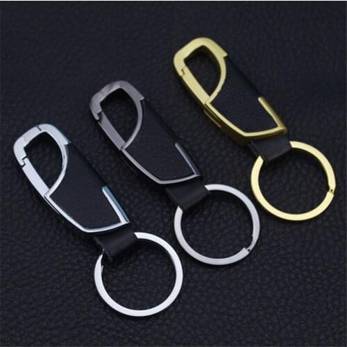 Mens Classic Zinc Alloy Business Leather Covered Key Ring Keychain Fashion Jewelry Accessories K0013