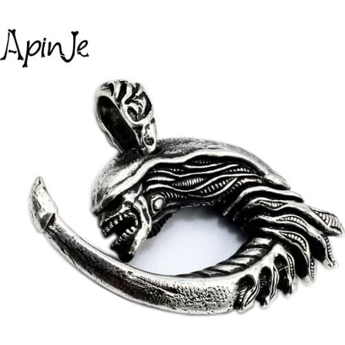 Apinje Unique Handcrafted 925 Sterling Silver Pendant Men Skull Personality Thai Silver Necklace Pendant Punk Gothic Jewelry