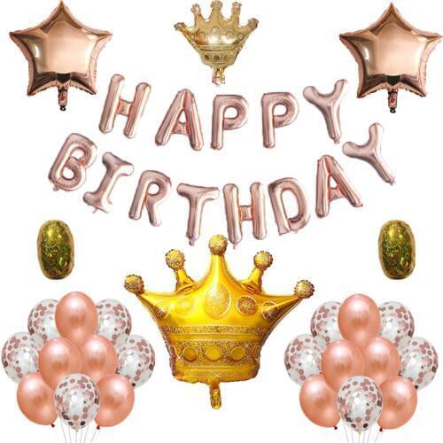 39pcs Happy Birthday Balloons Inflatable Crown Latex Ballon Birthday Party Decorations Kids Baby Shower Girl boy Letter Globos