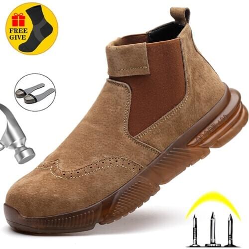 Indestructible Shoes Safety Boots Men Steel Toe Shoes Anti-puncture Work Sneakers Electric Welder Work Shoes Men Chelsea Boots