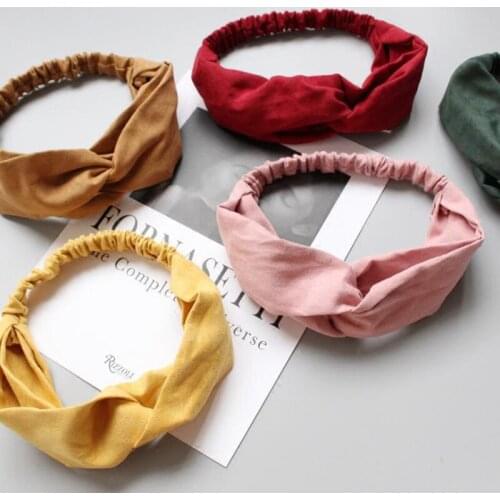 New Women Girls Headwear Suede Elastic Hair Bands Retro Cross Headbands Solid Color Turban Headdress Hair Accessories Female