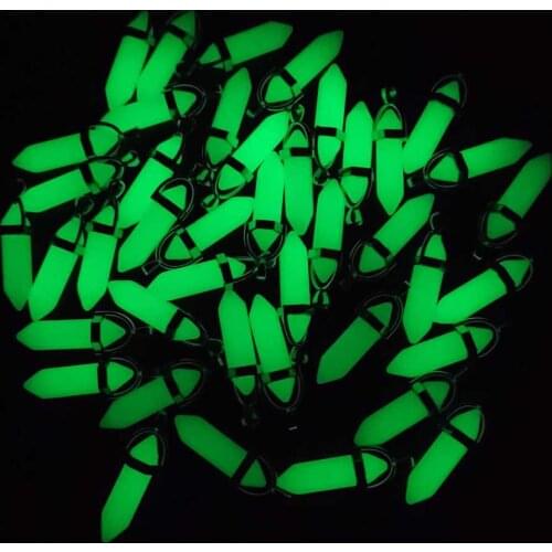 Wholesale 24pcs/lot fashion green luminous stone pillar shape point charms pendants for jewelry Accessories making free shipping