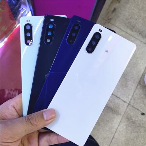 Original Rear Back Housing Door For Sony Xperia 10 II Glass Battery Cover Replacement Parts With Camera Lens