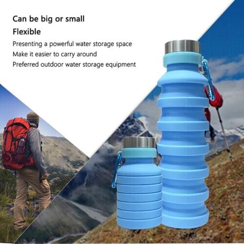 Outdoor Foldable Water Bottle Healthy Silicone Sports Waterbottle 250-550ml Drinking Bottle Hiking Camping Heat/cold-Resistant