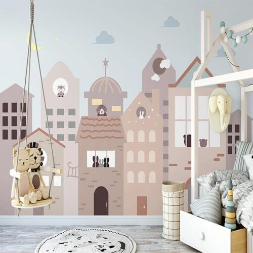 Custom Photo Wall Paper 3D Hand Painted Cartoon House Animal Boys Girls Bedroom Children Room Wall Decoration Mural Wallpaper