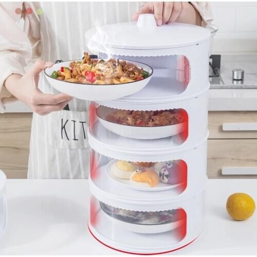 Stackable Food Insulation Cover Transparent Dustproof Portable Kitchen Storage Organization Removable Vegetable Basket with Lids