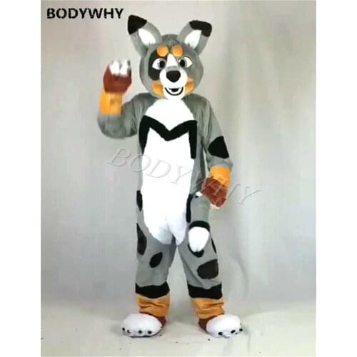 Luxury Long Fur Husky Fox Dog Fursuit Mascot Furry Costume Cosplay Party Dress Birthday Party Fursuit Carnival Halloween Xmas