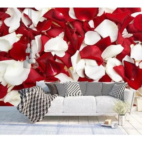 Custom Photo Rose Flower Petals Self Adhesive Wallpaper 3d Wedding Room Sofa background ROSE Murals Flower Sticker Waterproof