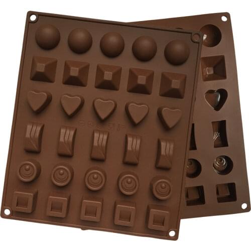 30 Holes Chocolate Mold Silicone 6 Shapes Flowers Square Heart Modelling Cake Molds DIY Fondant Chocolate Tools