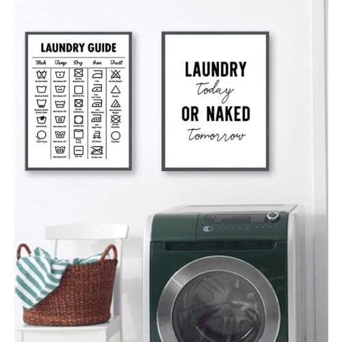 Nordic Modern Laundry Procedures Chart Guide Wall Art Canvas Painting Posters and Prints Wall Pictures for Laundry Room Decor