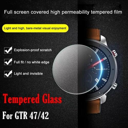 Glass For XiaoMi Amazfit GTR 47 42 HD Clear Tempered Glass For Amazfit GTR 47MM 42MM Full Cover Screen Protector Film