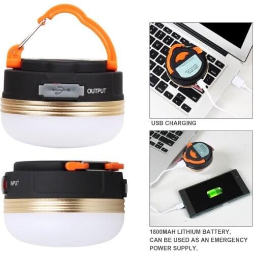 3W Waterproof LED Camping Tents Lamp 3 Lighting Modes Mini Portable Camping Lantern Outdoor Hiking Hanging Lamp USB Rechargeable