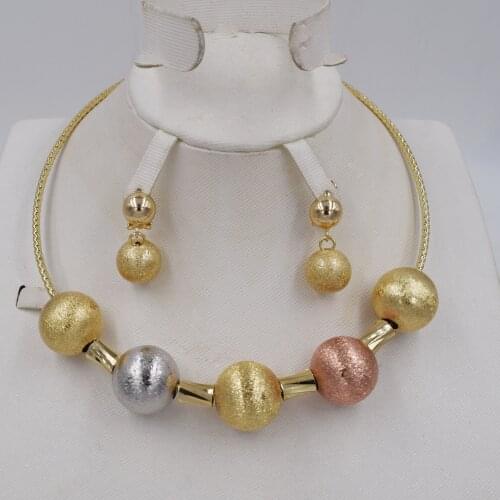 High Quality Italy 750 Gold color Jewelry Set For Women african beads jewlery fashion necklace set earring jewelry
