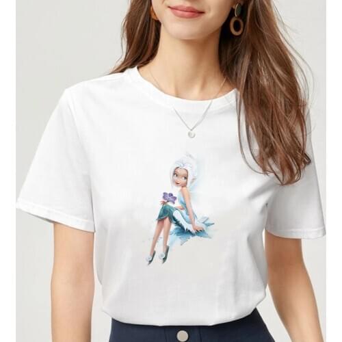 Women Cartoon Disney Tinker Bell Summer Periwinkle Print Lady T-shirts Top T Shirt Girl Graphic Female Tee T-Shirt