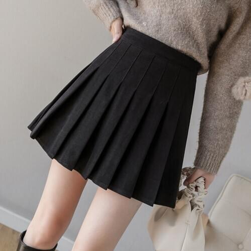 Midi Pleated Skirt Women Solid Color Korean High Waist Basic Daily All-Match Base Mini Skirts High-Waisted Skirt Outdoor Casual
