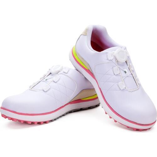 Women Waterproof Golf Shoes Lightweight Wear-Resistant Leisure Sneaker Ladies Spikes Anti-slip Golf Shoes 35-39 D9107