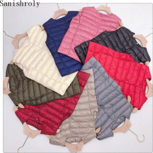 Winter Women Ultra Light White Duck Down Vest Coat O Ncek Single-Breasted Waistcoat Female Sleeveless Tank Jacket Plus Size 3XL