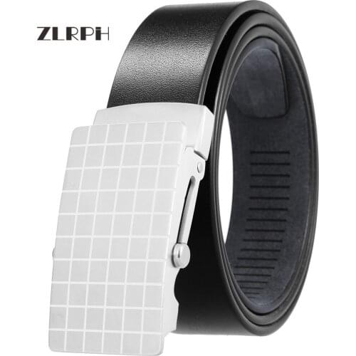 ZLRPH Luxury boutique Slide buckle belts Full grain leather Stainless steel buckle belt multi-color optional business belt