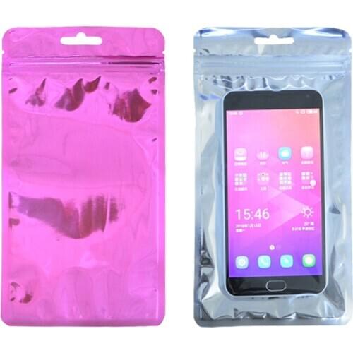 100Pcs 12x22cm Colorful And Transparent Aluminum Foil Zip Lock Bag For Electronic Mobile Phone Shell Bags