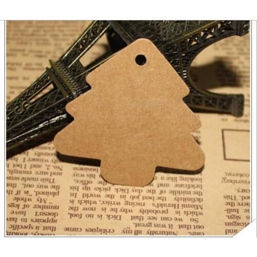 100pcs Blank Brown Kraft Paper Christmas Tree Shape Hand Draw Wishing Card Paper Tags DIY Bookmark+20M String Free Shipping