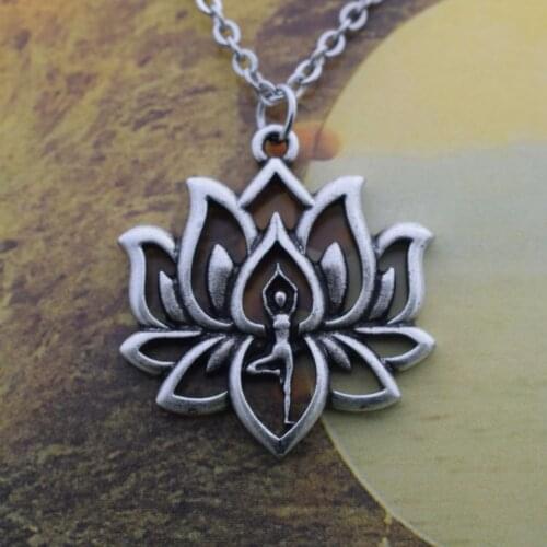 12pcs Vintage Jewelry Lotus Yoga Antique For Soul Woman Men Pendant Necklace