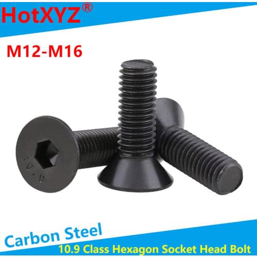 10.9 Level Black Hex socket Flat Head Bolts KM DIN7991 Countersunk Head Hexagon Socket Machine Screw M8 m10 m12 m16 5Pcs
