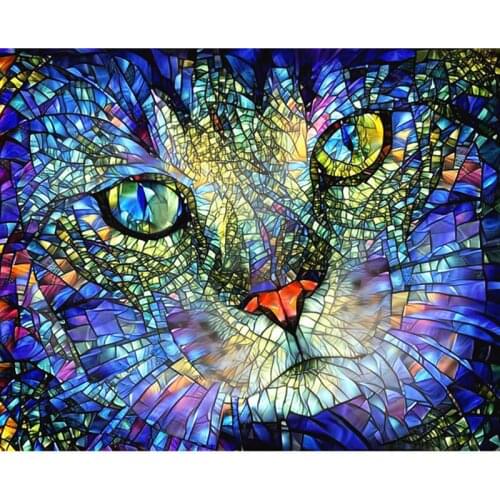 5D DIY Diamond Painting Cross Stitch Colorful Cat Animal Home Wall Handmade Art Christmas Mosaic Painting Home Decoration
