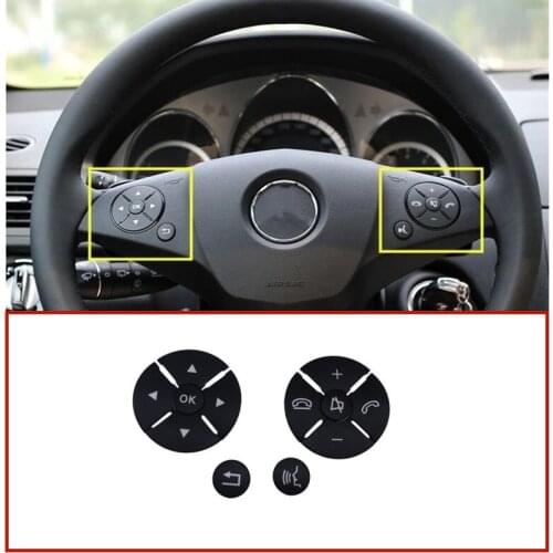 ABS Black Car Steering Wheel Button Switch Cover Sticker Car Accessories For Mercedes Benz C E S Class W204 W212 W221 GLK X204